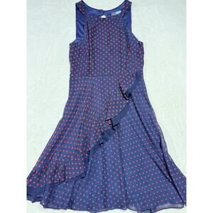 Eva Franco Fit & Flare Dress 2 Blue Red Dotted Twee Retro